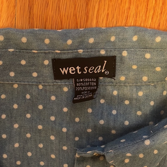 Wet Seal Blue and White Polka Dot Side Cutout Sleeveless Shirt Summer Dress - Picture 9 of 14